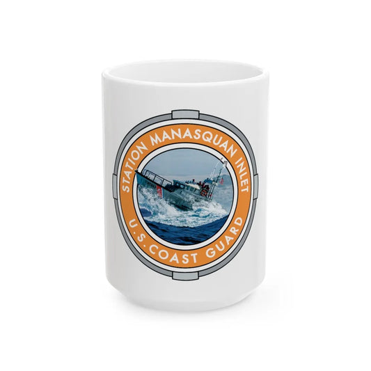 USCG Station Manasquan Inlet (U.S. Coast Guard) White Coffee Mug-15oz-Go Mug Yourself