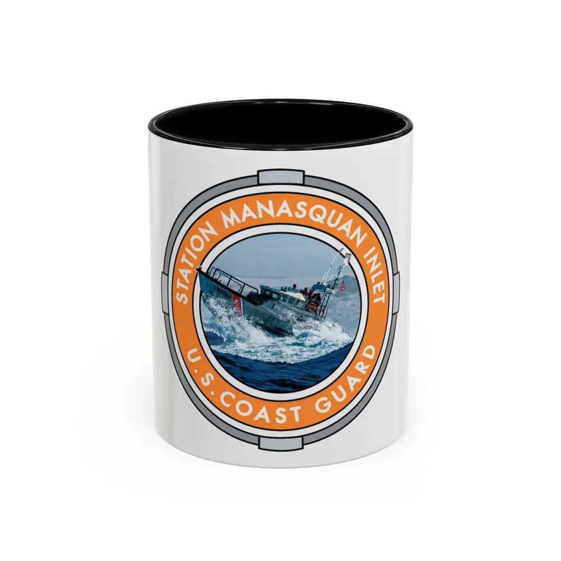 USCG Station Manasquan Inlet (U.S. Coast Guard) Accent Coffee Mug 11oz Black - Go Mug Yourself