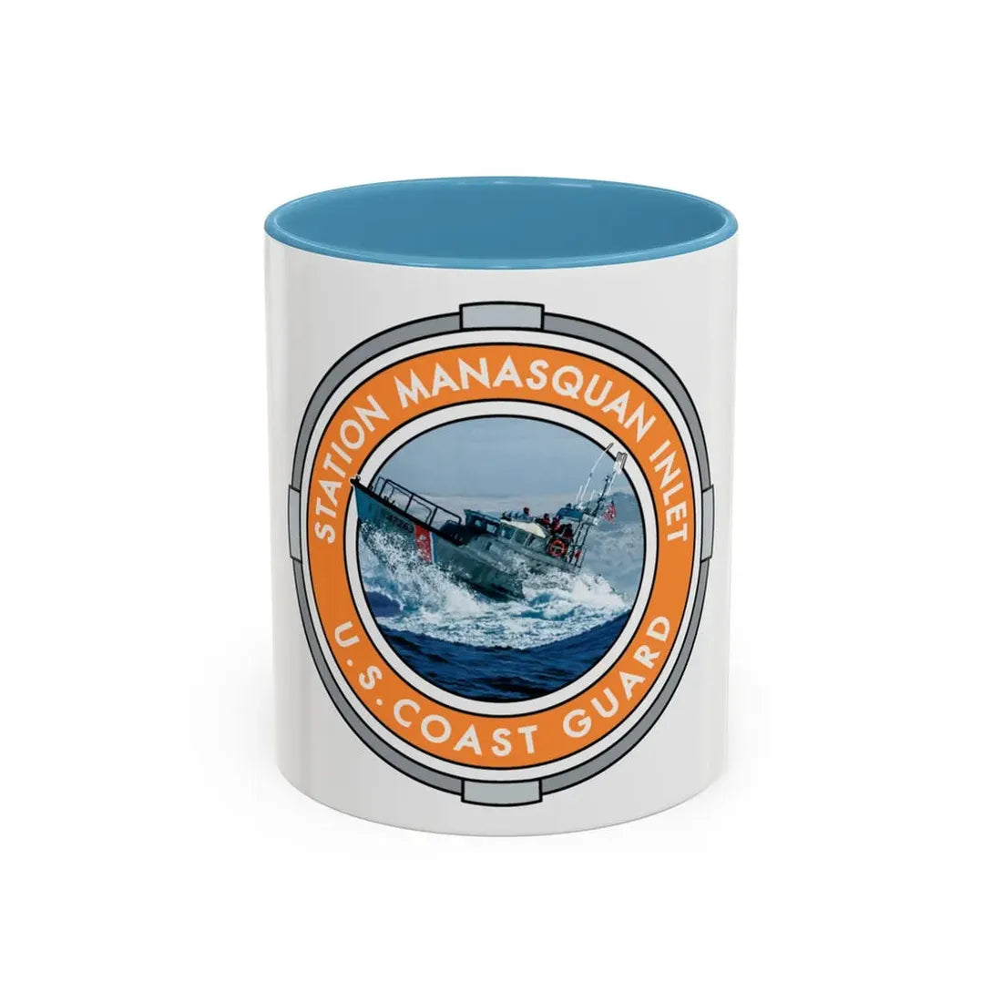 USCG Station Manasquan Inlet (U.S. Coast Guard) Accent Coffee Mug 11oz Light Blue - Go Mug Yourself