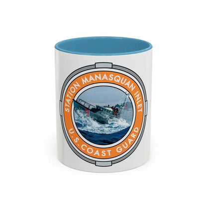 USCG Station Manasquan Inlet (U.S. Coast Guard) Accent Coffee Mug 11oz Light Blue - Go Mug Yourself