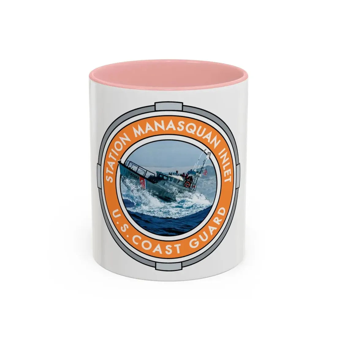 USCG Station Manasquan Inlet (U.S. Coast Guard) Accent Coffee Mug 11oz Pink - Go Mug Yourself