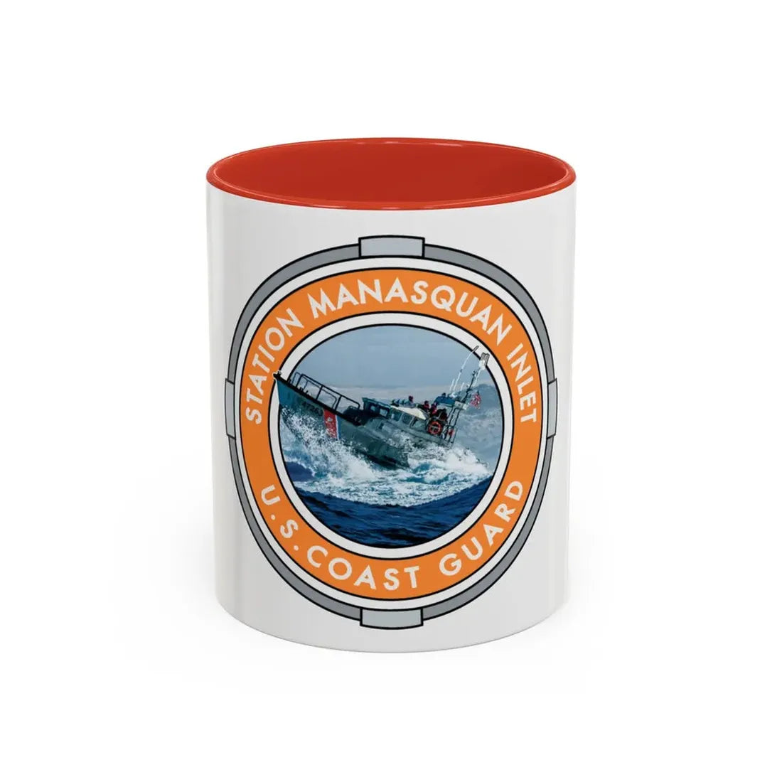 USCG Station Manasquan Inlet (U.S. Coast Guard) Accent Coffee Mug 11oz Red - Go Mug Yourself