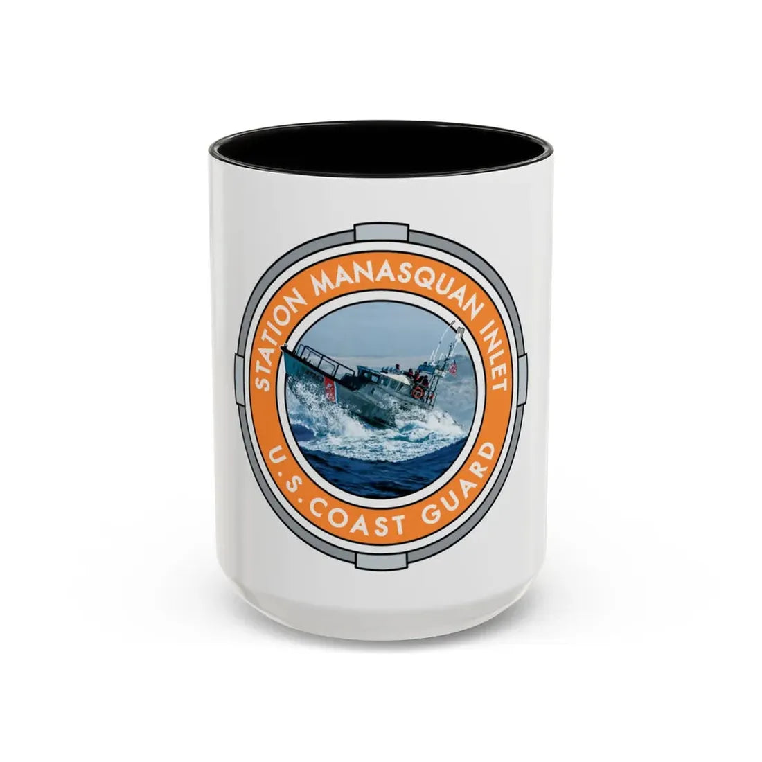 USCG Station Manasquan Inlet (U.S. Coast Guard) Accent Coffee Mug 15oz Black - Go Mug Yourself