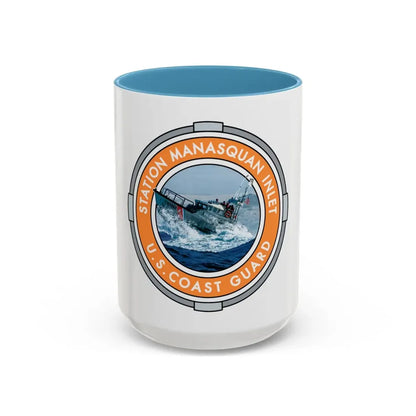 USCG Station Manasquan Inlet (U.S. Coast Guard) Accent Coffee Mug 15oz Light Blue - Go Mug Yourself