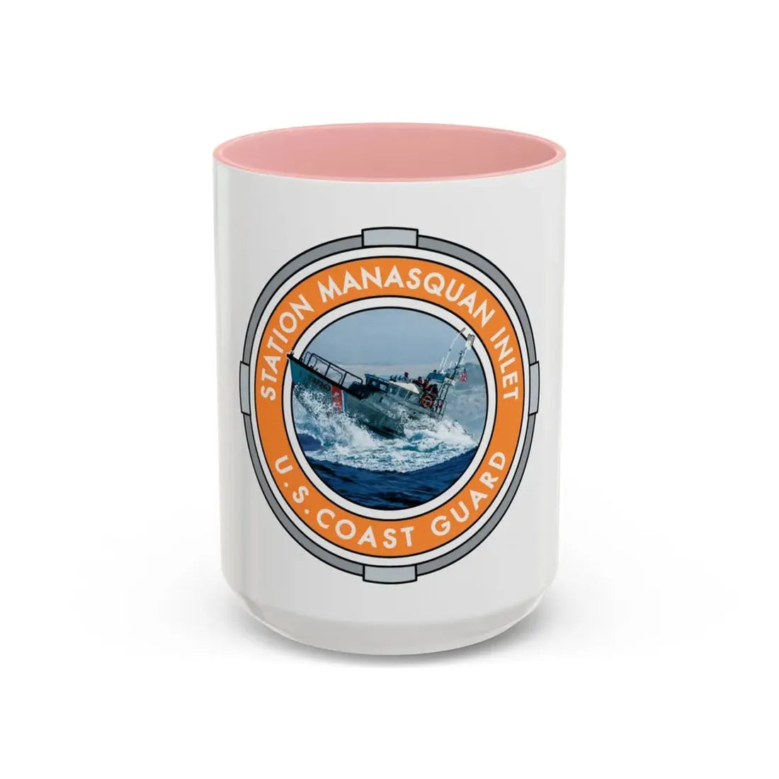 USCG Station Manasquan Inlet (U.S. Coast Guard) Accent Coffee Mug 15oz Pink - Go Mug Yourself