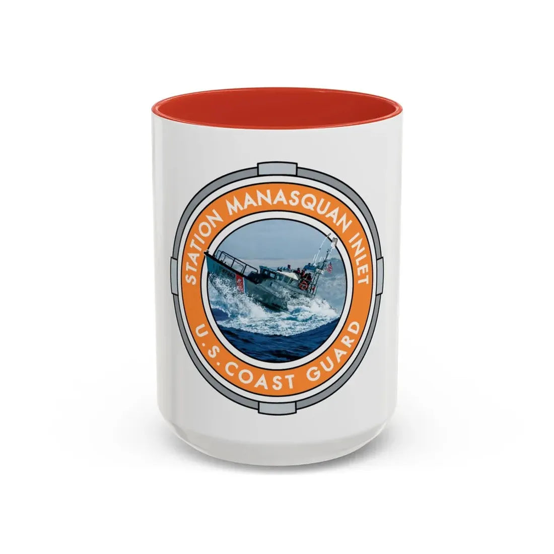 USCG Station Manasquan Inlet (U.S. Coast Guard) Accent Coffee Mug 15oz Red - Go Mug Yourself