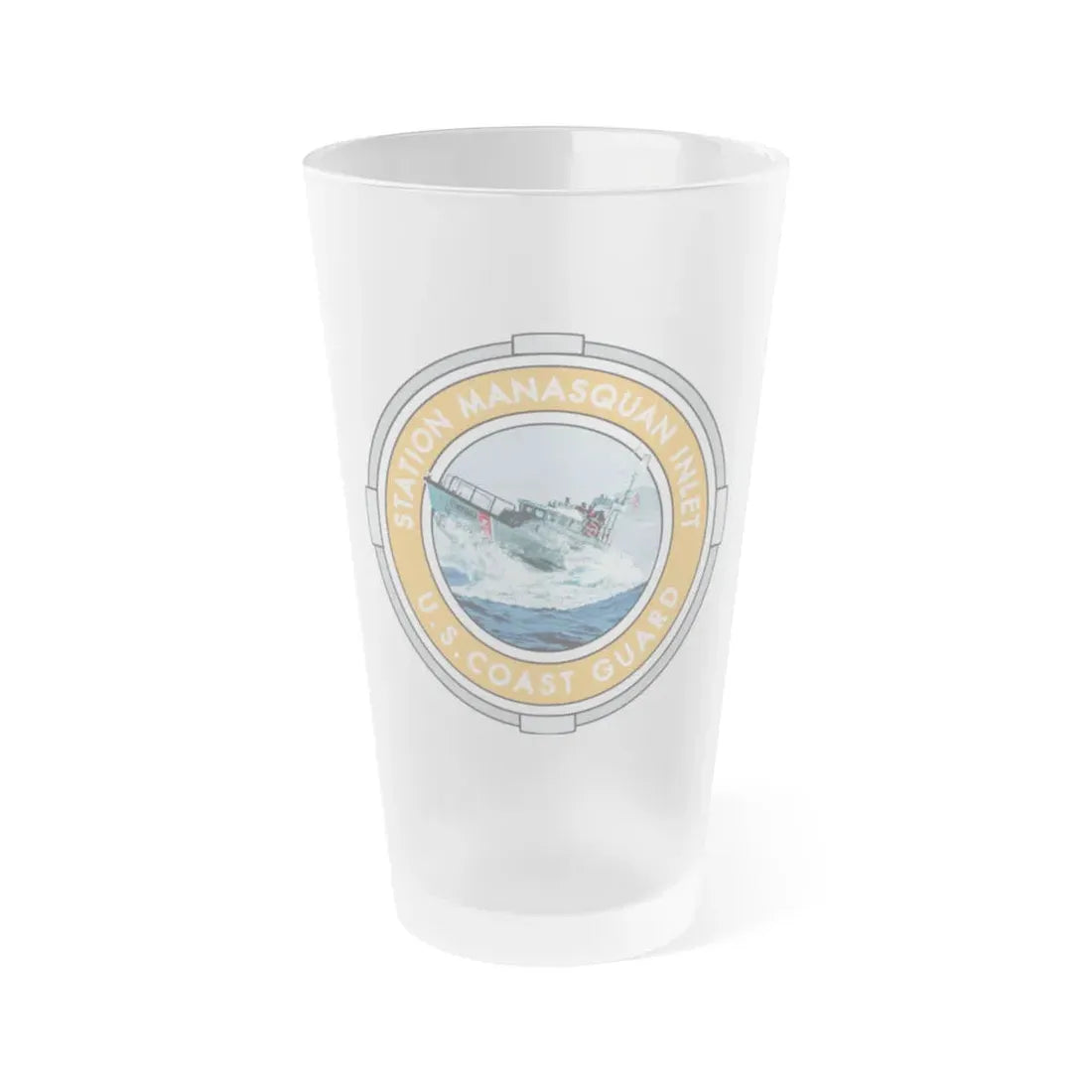 USCG Station Manasquan Inlet (U.S. Coast Guard) Frosted Pint Glass 16oz Default Title - Go Mug Yourself