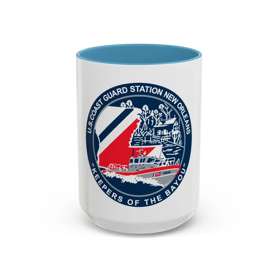 USCG Station New Orleans (U.S. Coast Guard) Accent Coffee Mug 15oz Light Blue - Go Mug Yourself