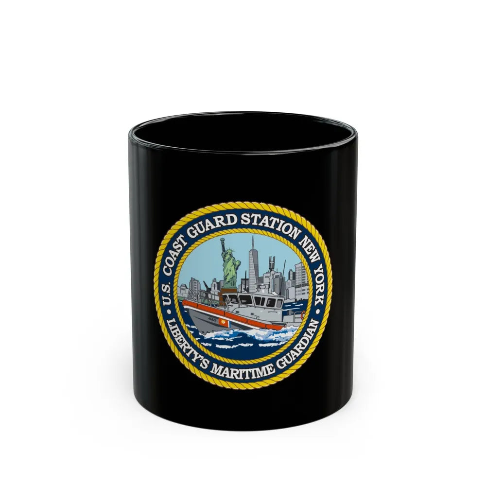 USCG Station New York (U.S. Coast Guard) Black Coffee Mug-11oz-Go Mug Yourself