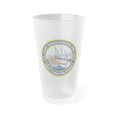 USCG Station New York (U.S. Coast Guard) Frosted Pint Glass 16oz-Go Mug Yourself