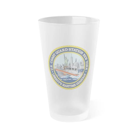 USCG Station New York (U.S. Coast Guard) Frosted Pint Glass 16oz-Go Mug Yourself