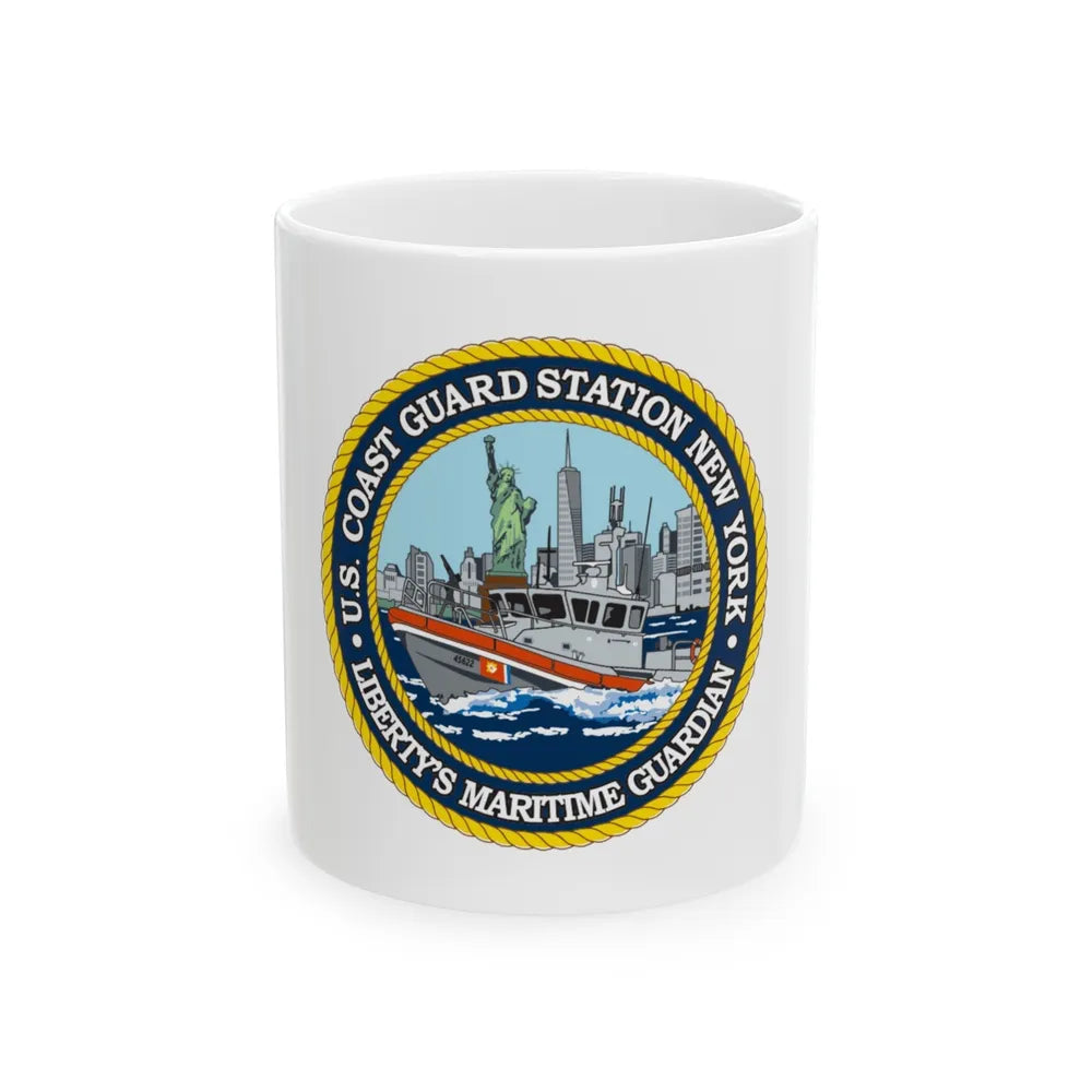 USCG Station New York (U.S. Coast Guard) White Coffee Mug-11oz-Go Mug Yourself