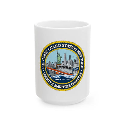 USCG Station New York (U.S. Coast Guard) White Coffee Mug-15oz-Go Mug Yourself