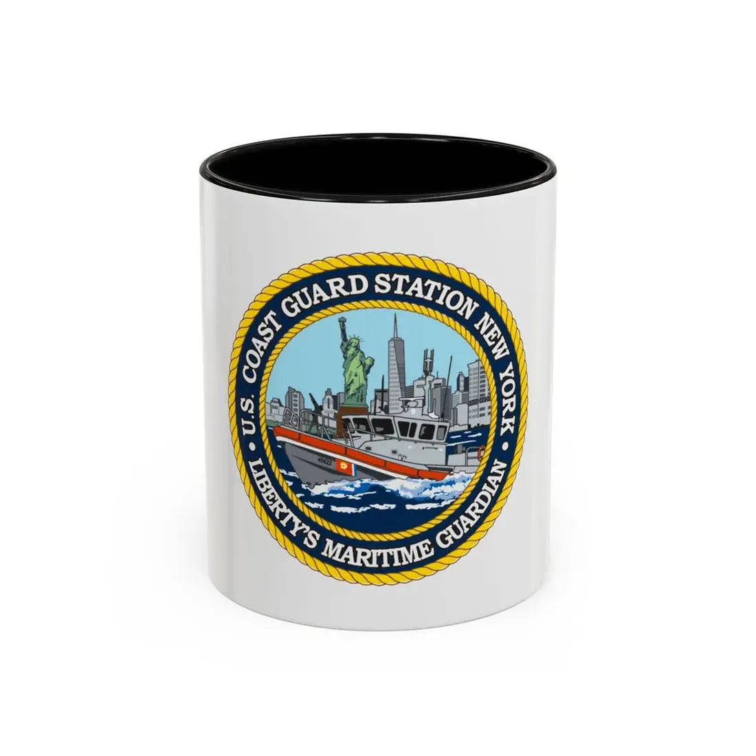 USCG Station New York (U.S. Coast Guard) Accent Coffee Mug 11oz Black - Go Mug Yourself