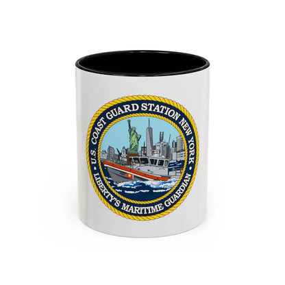 USCG Station New York (U.S. Coast Guard) Accent Coffee Mug 11oz Black - Go Mug Yourself