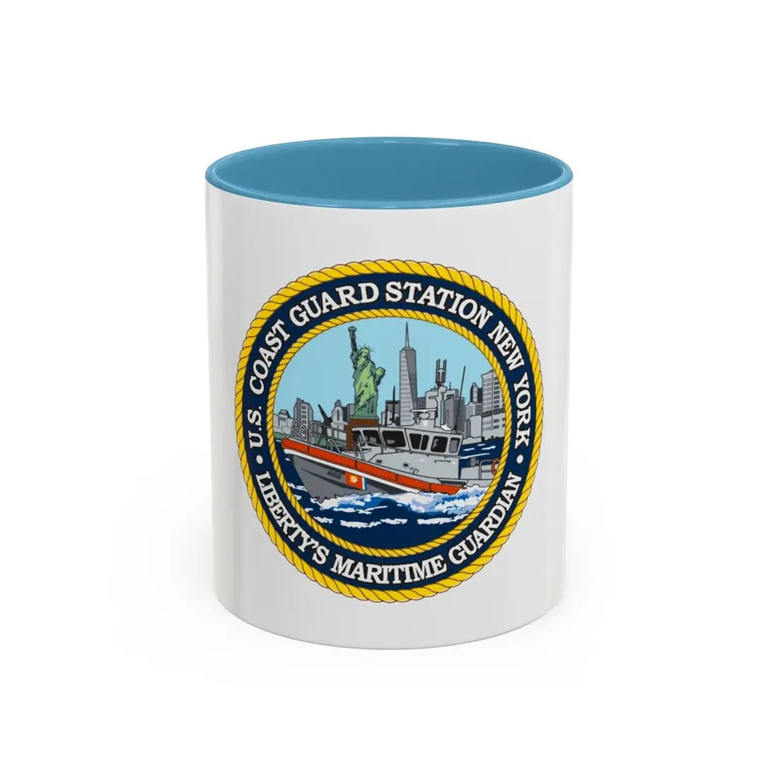 USCG Station New York (U.S. Coast Guard) Accent Coffee Mug 11oz Light Blue - Go Mug Yourself