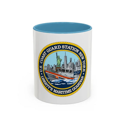 USCG Station New York (U.S. Coast Guard) Accent Coffee Mug 11oz Light Blue - Go Mug Yourself