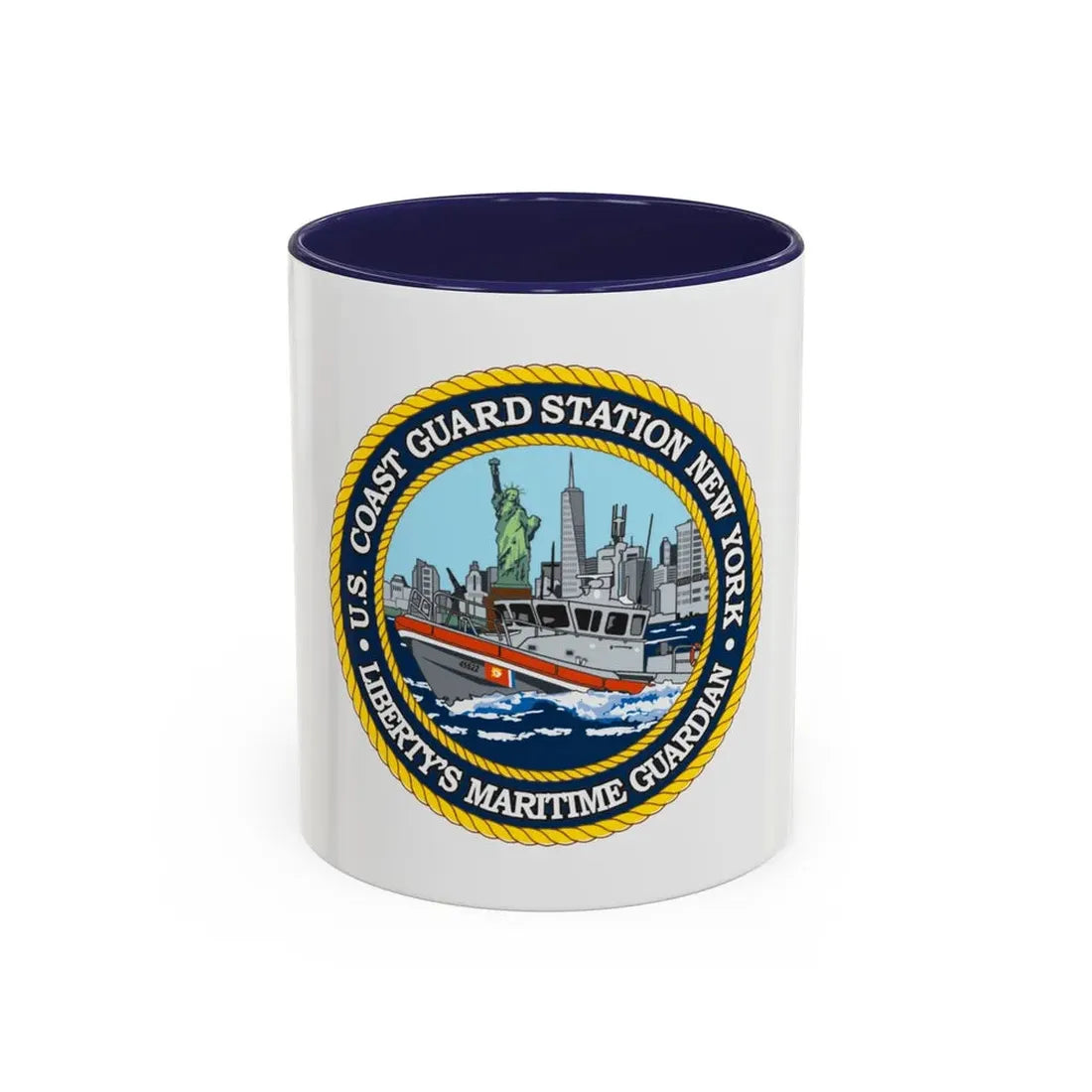 USCG Station New York (U.S. Coast Guard) Accent Coffee Mug 11oz Navy - Go Mug Yourself