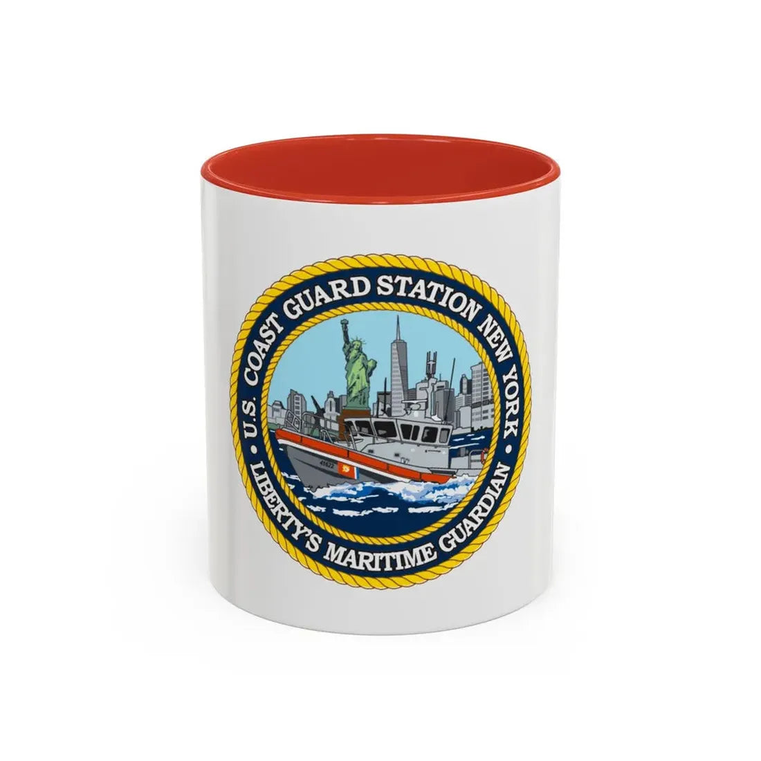USCG Station New York (U.S. Coast Guard) Accent Coffee Mug 11oz Red - Go Mug Yourself