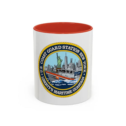 USCG Station New York (U.S. Coast Guard) Accent Coffee Mug 11oz Red - Go Mug Yourself