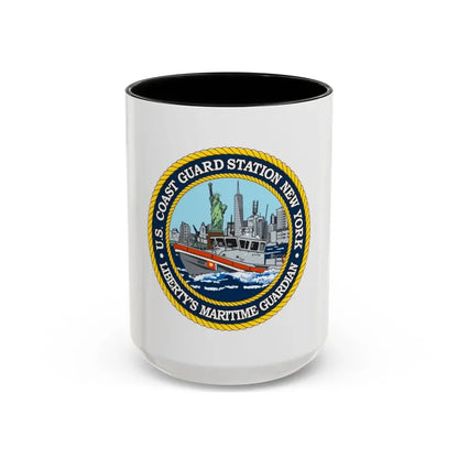 USCG Station New York (U.S. Coast Guard) Accent Coffee Mug 15oz Black - Go Mug Yourself