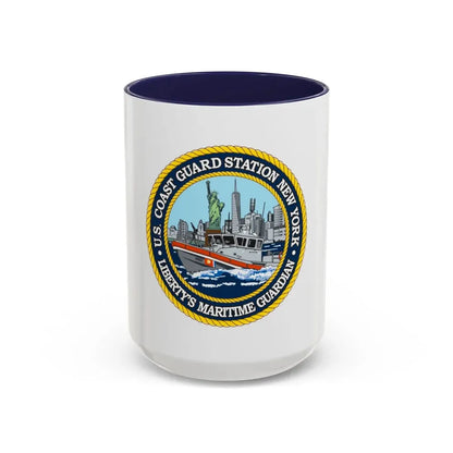USCG Station New York (U.S. Coast Guard) Accent Coffee Mug 15oz Navy - Go Mug Yourself