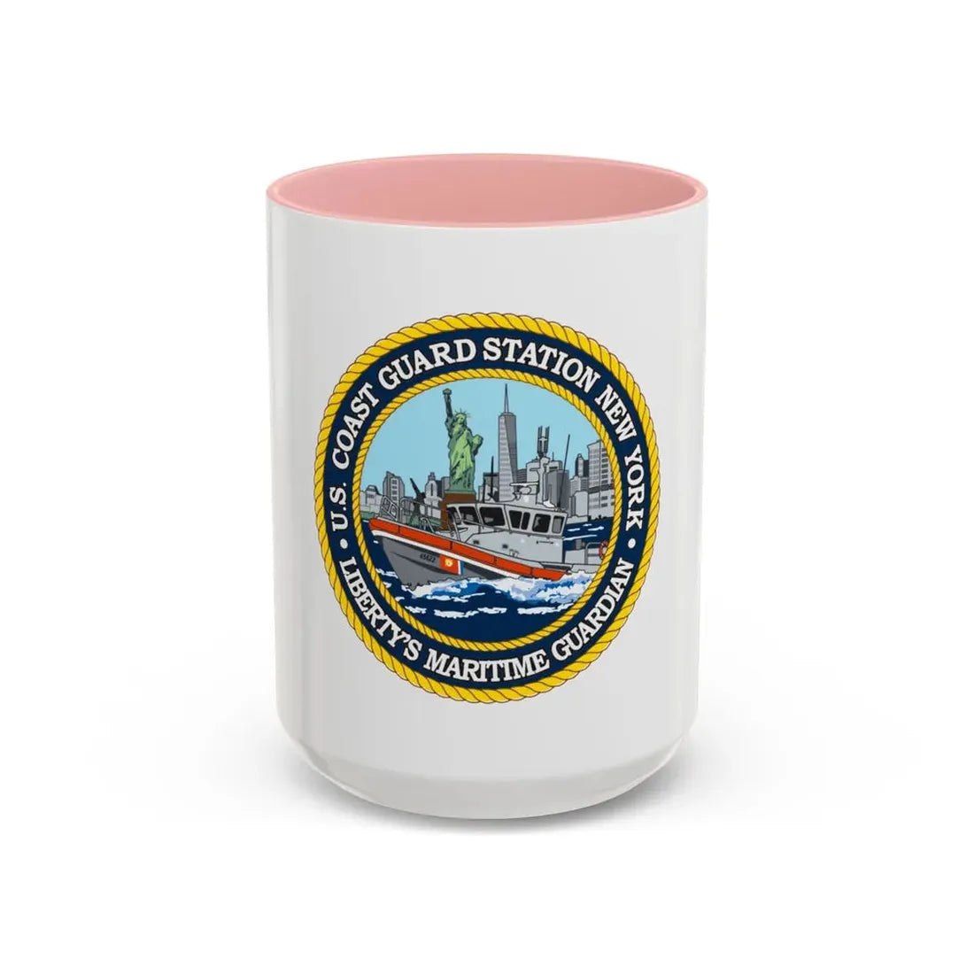 USCG Station New York (U.S. Coast Guard) Accent Coffee Mug 15oz Pink - Go Mug Yourself