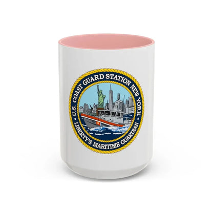 USCG Station New York (U.S. Coast Guard) Accent Coffee Mug 15oz Pink - Go Mug Yourself