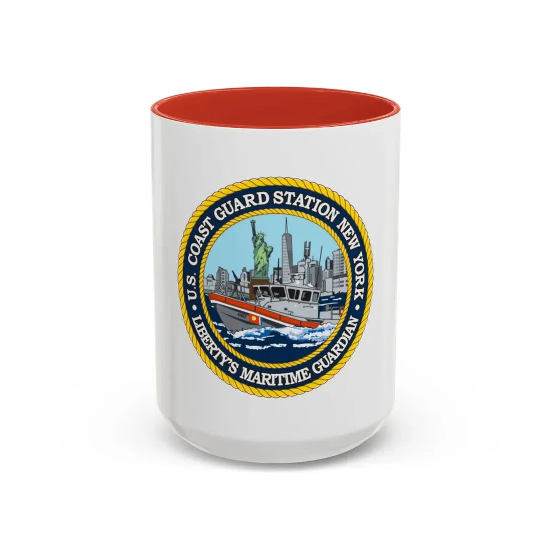 USCG Station New York (U.S. Coast Guard) Accent Coffee Mug 15oz Red - Go Mug Yourself