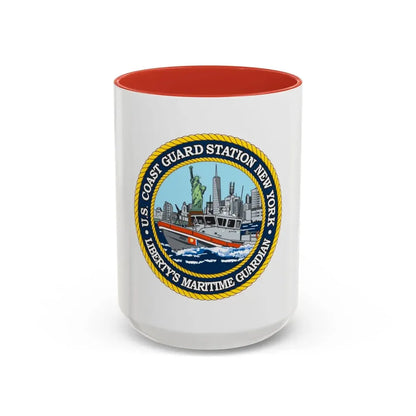 USCG Station New York (U.S. Coast Guard) Accent Coffee Mug 15oz Red - Go Mug Yourself