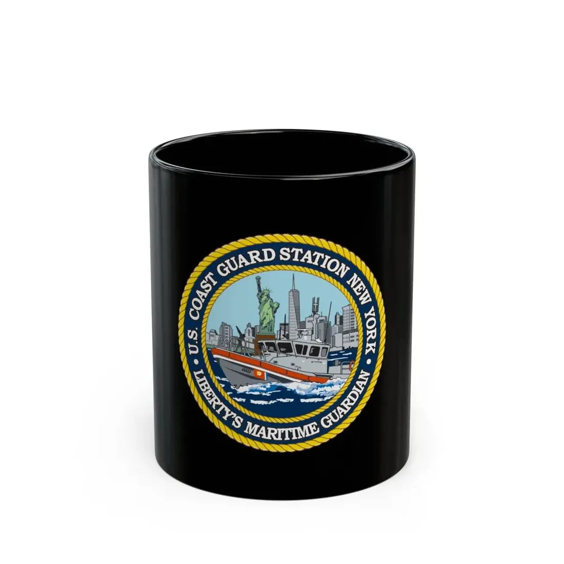 USCG Station New York (U.S. Coast Guard) Black Coffee Mug 11oz - Go Mug Yourself