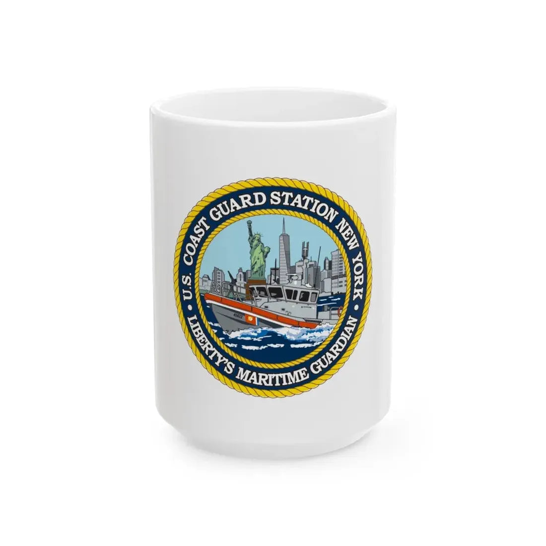 USCG Station New York (U.S. Coast Guard) White Coffee Mug 15oz - Go Mug Yourself