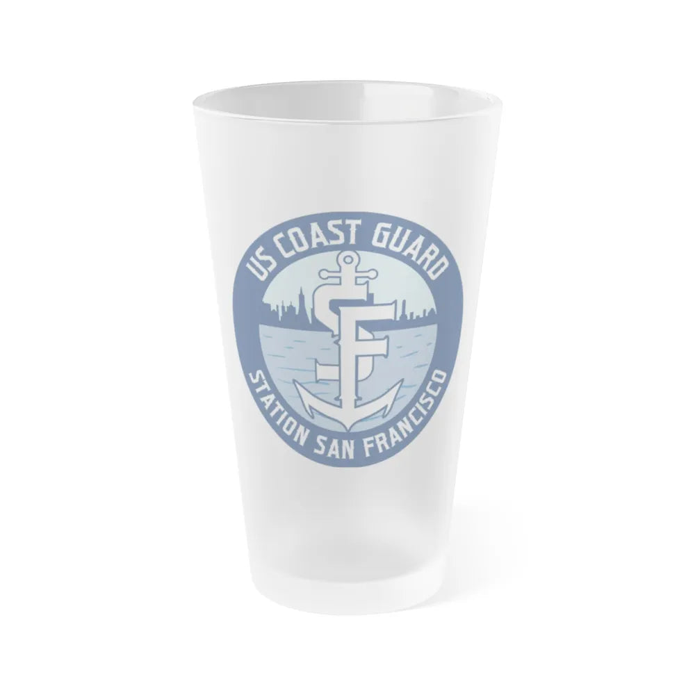 USCG Station San Francisco (U.S. Coast Guard) Frosted Pint Glass 16oz-Go Mug Yourself