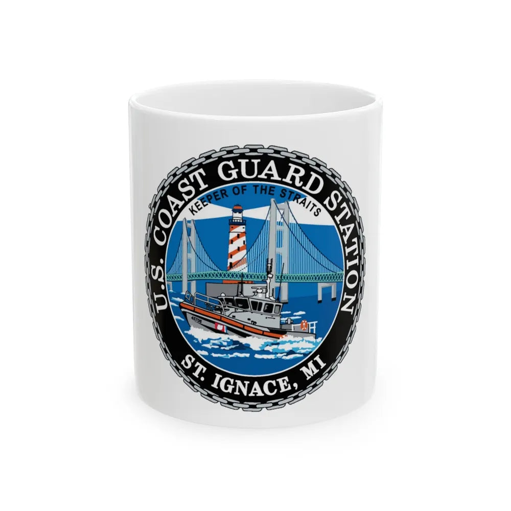 USCG Station St Ignace MI (U.S. Coast Guard) White Coffee Mug-11oz-Go Mug Yourself