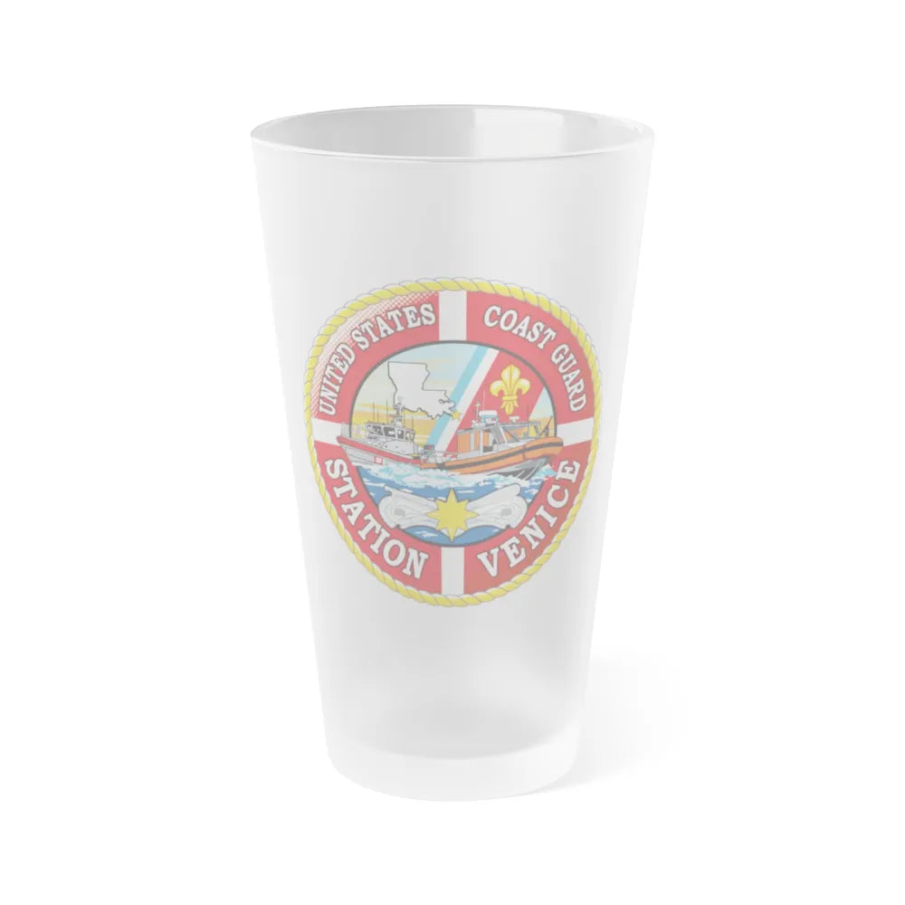 USCG Station Venice (U.S. Coast Guard) Frosted Pint Glass 16oz-Go Mug Yourself