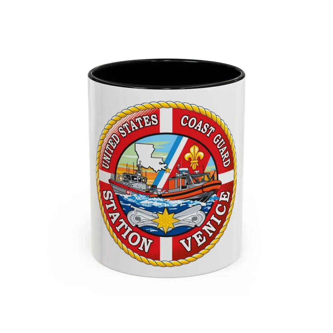 USCG Station Venice (U.S. Coast Guard) Accent Coffee Mug 11oz Black - Go Mug Yourself