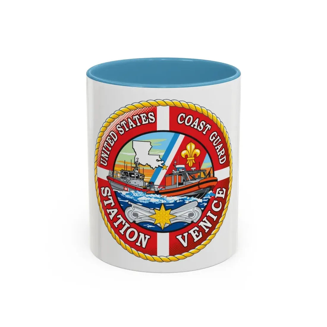 USCG Station Venice (U.S. Coast Guard) Accent Coffee Mug 11oz Light Blue - Go Mug Yourself