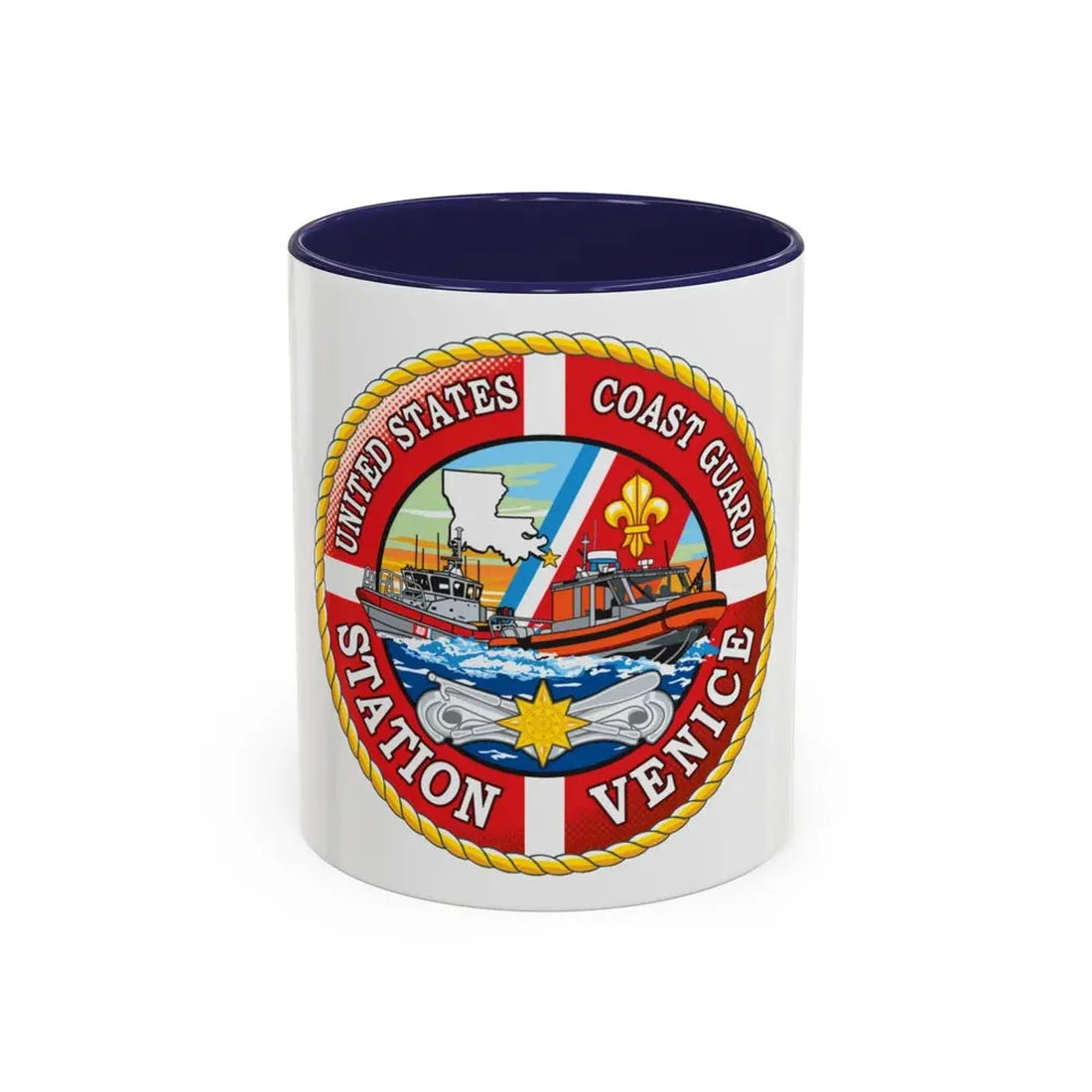 USCG Station Venice (U.S. Coast Guard) Accent Coffee Mug 11oz Navy - Go Mug Yourself