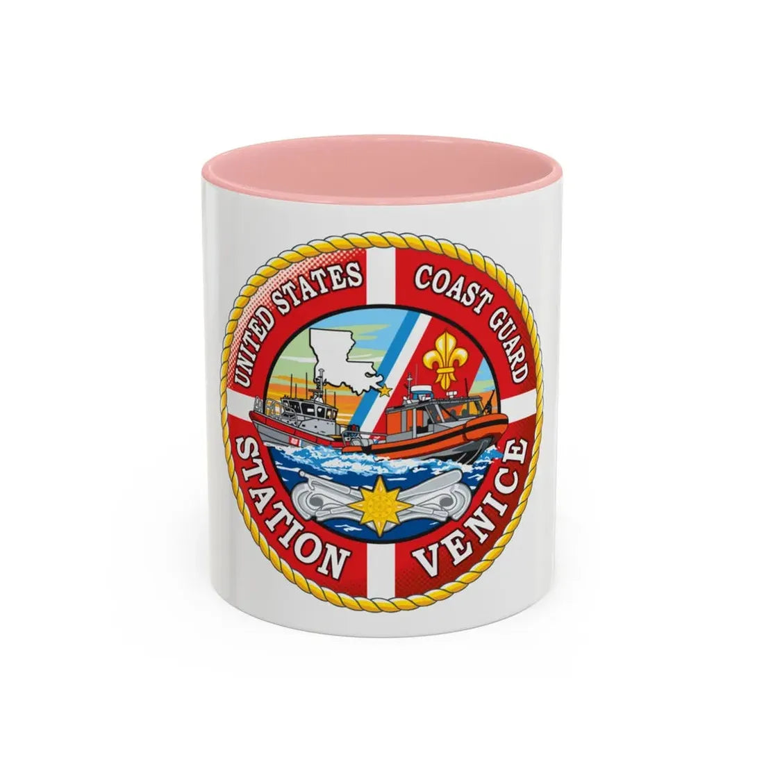 USCG Station Venice (U.S. Coast Guard) Accent Coffee Mug 11oz Pink - Go Mug Yourself