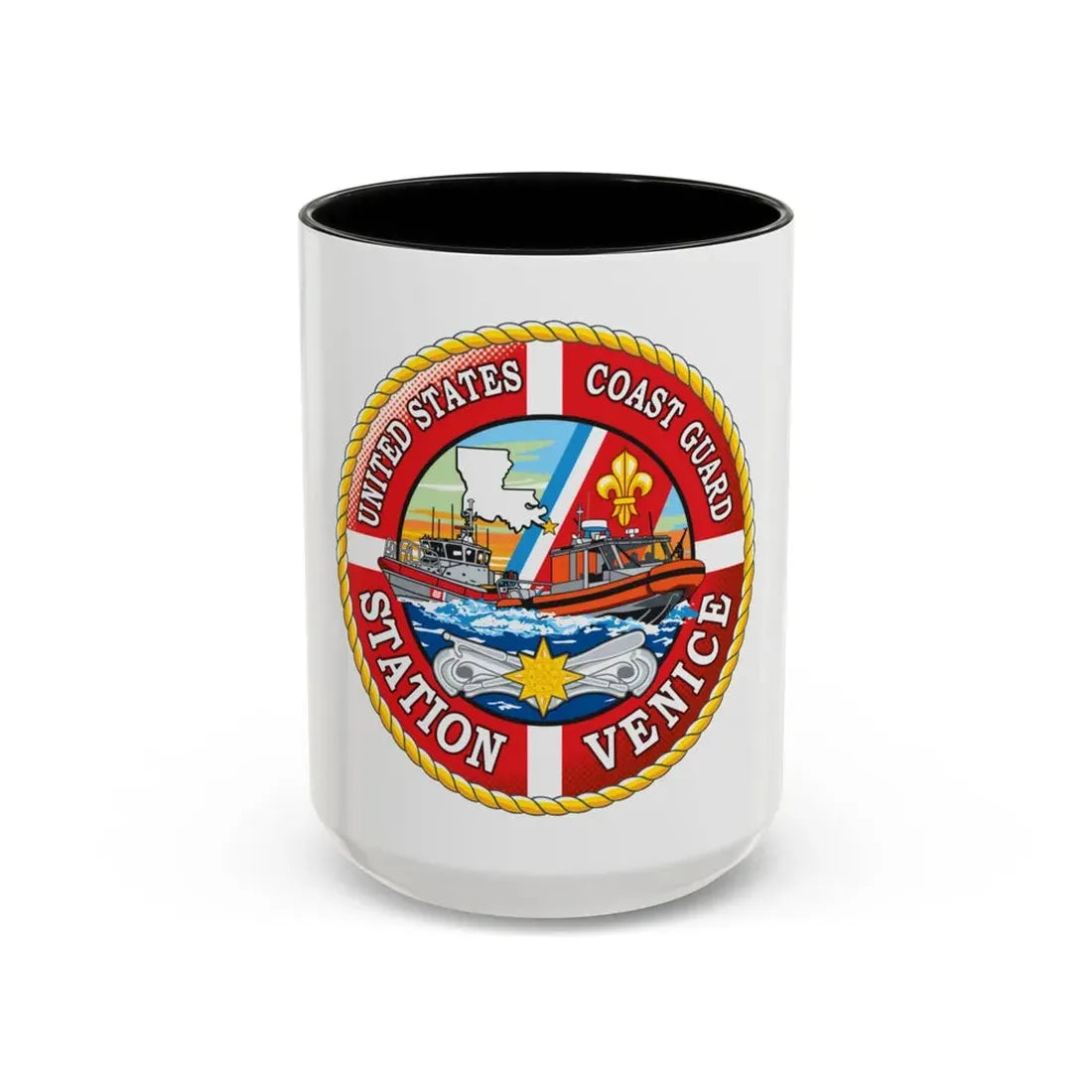 USCG Station Venice (U.S. Coast Guard) Accent Coffee Mug 15oz Black - Go Mug Yourself