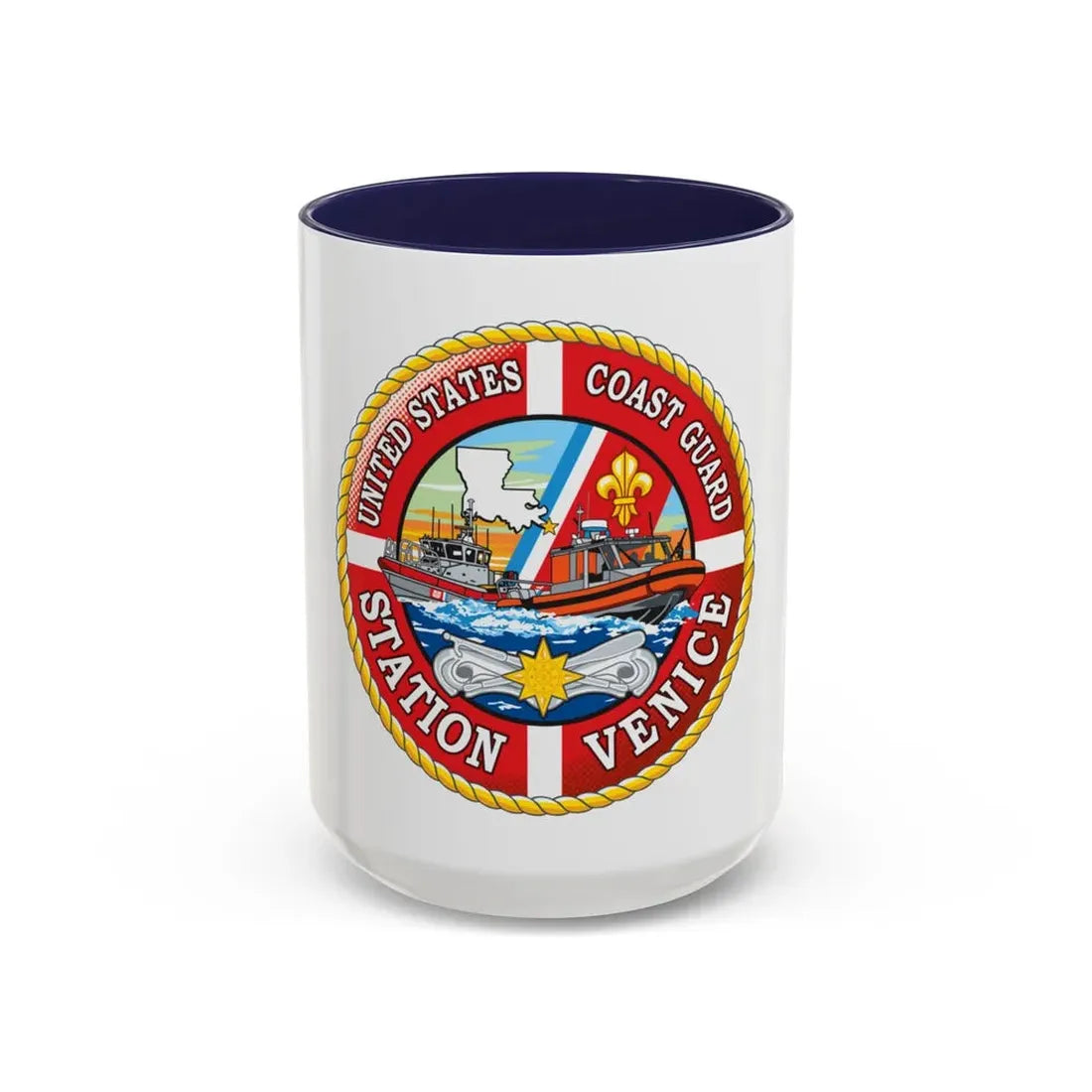 USCG Station Venice (U.S. Coast Guard) Accent Coffee Mug 15oz Navy - Go Mug Yourself