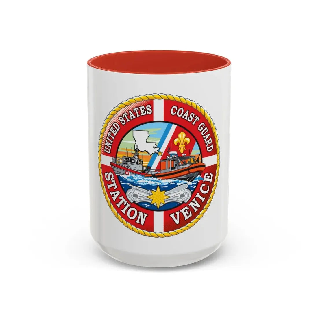 USCG Station Venice (U.S. Coast Guard) Accent Coffee Mug 15oz Red - Go Mug Yourself