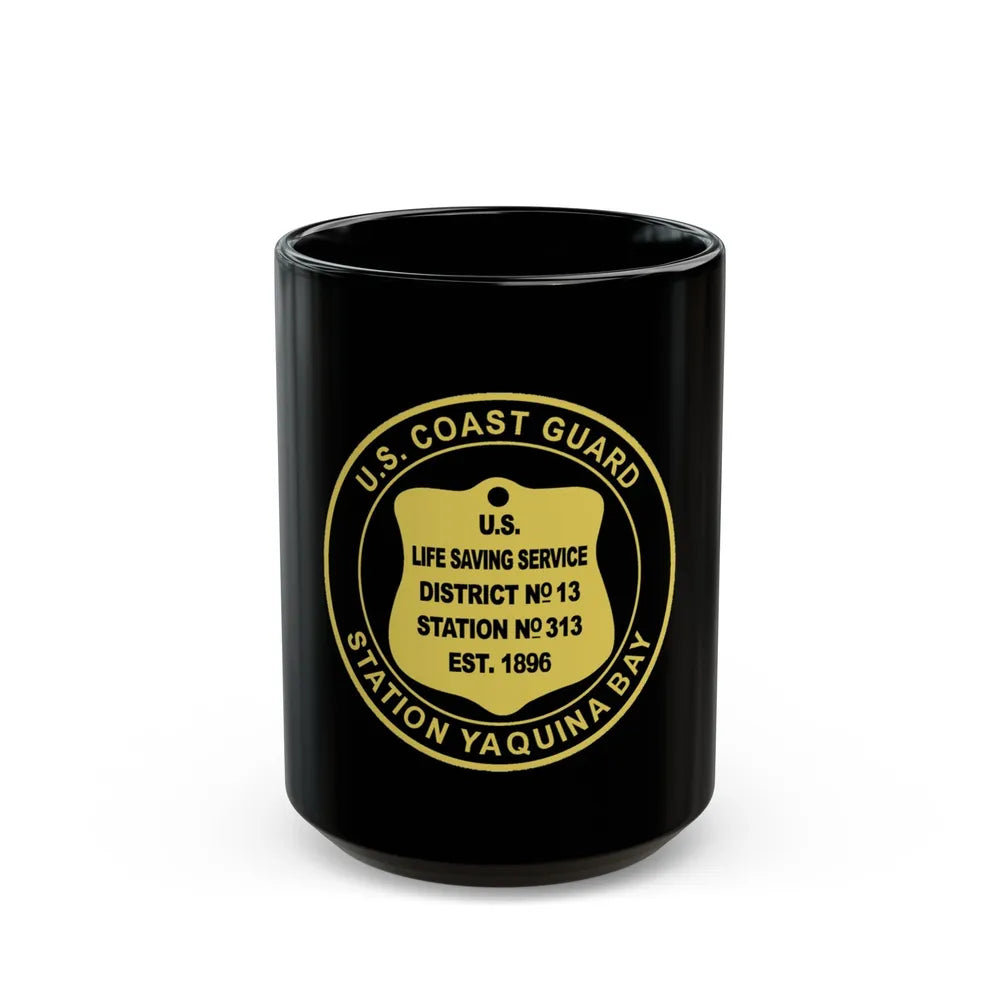 USCG Station Yaquina Bay (U.S. Coast Guard) Black Coffee Mug-15oz-Go Mug Yourself