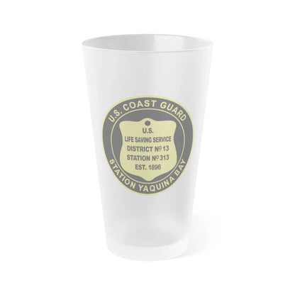 USCG Station Yaquina Bay (U.S. Coast Guard) Frosted Pint Glass 16oz-Go Mug Yourself