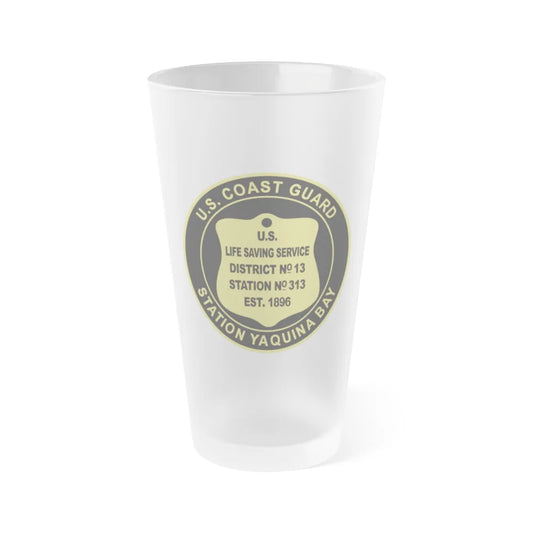 USCG Station Yaquina Bay (U.S. Coast Guard) Frosted Pint Glass 16oz-Go Mug Yourself