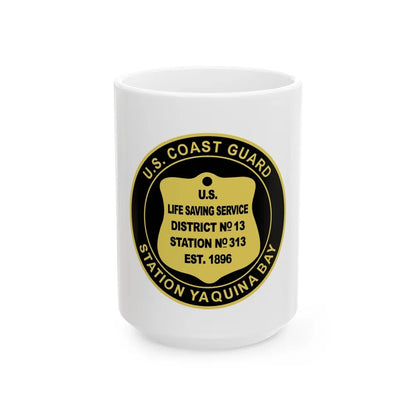 USCG Station Yaquina Bay (U.S. Coast Guard) White Coffee Mug-15oz-Go Mug Yourself