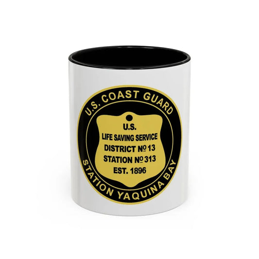 USCG Station Yaquina Bay (U.S. Coast Guard) Accent Coffee Mug 11oz Black - Go Mug Yourself