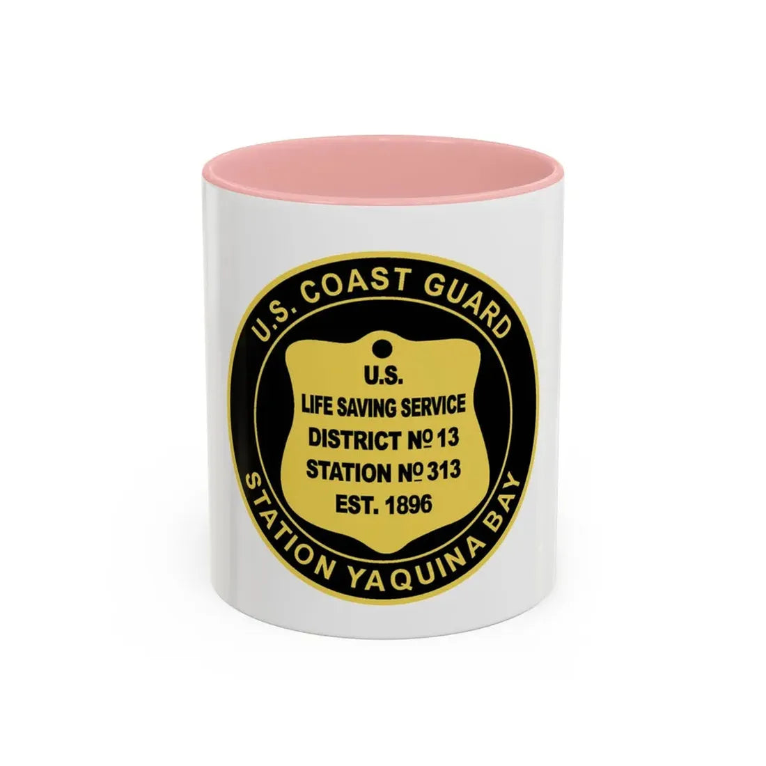 USCG Station Yaquina Bay (U.S. Coast Guard) Accent Coffee Mug 11oz Pink - Go Mug Yourself