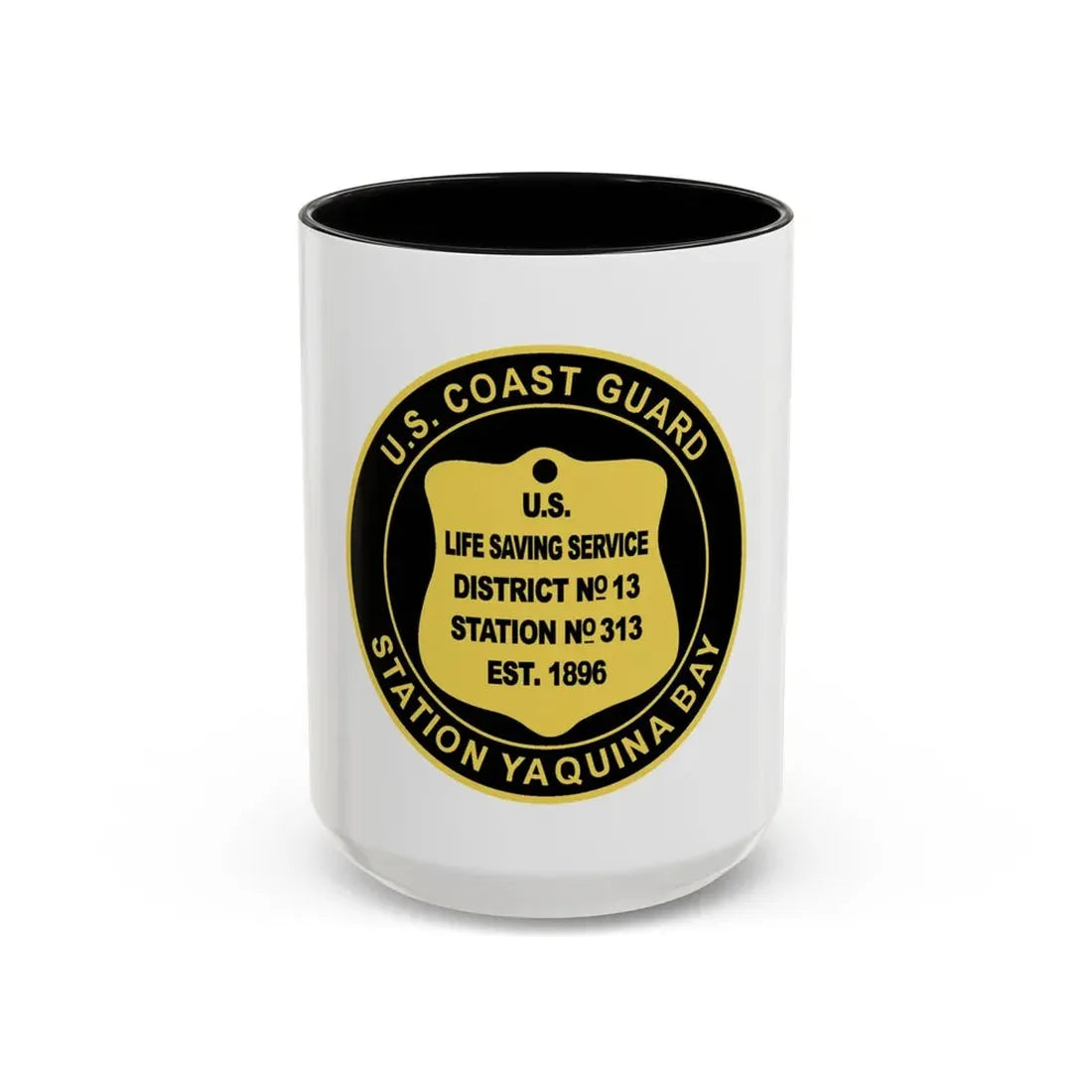 USCG Station Yaquina Bay (U.S. Coast Guard) Accent Coffee Mug 15oz Black - Go Mug Yourself