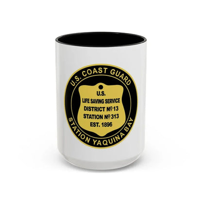 USCG Station Yaquina Bay (U.S. Coast Guard) Accent Coffee Mug 15oz Black - Go Mug Yourself